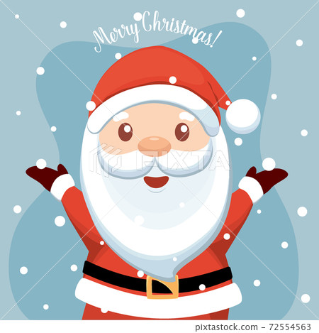Christmas Santa Claus Cartoon. Merry Christmas and happy new year greeting card. Vector Illustration 72554563