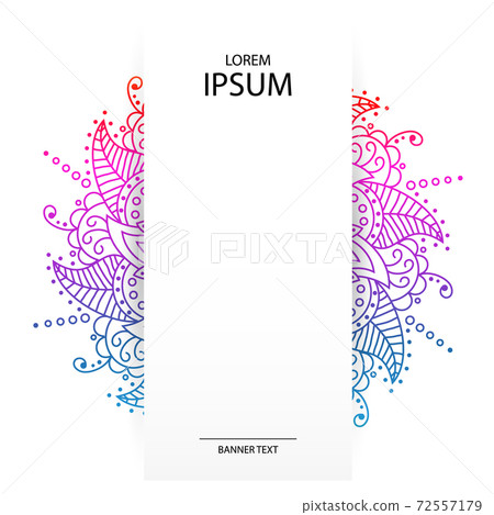 Vertical Template for a banner or cover art. Round mandala on wh 72557179