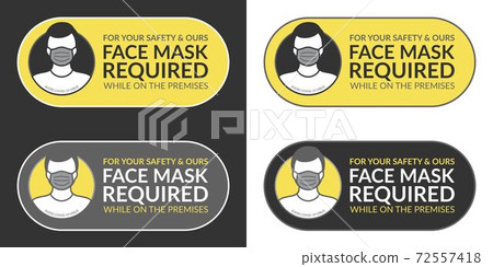 Grey And Yellow Banners Face Covering Required Vector Illustration Design 72557418