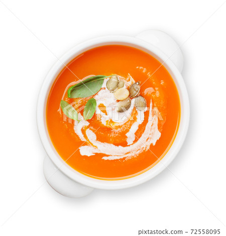 Autumn vegetarian pumpkin cream soup Autumn vegetarian pumpkin cream soup 72558095