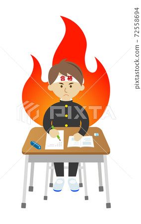拼命努力學習考試的學生的插圖圖像 拼命努力學習考試的學生的插圖圖像 72558694