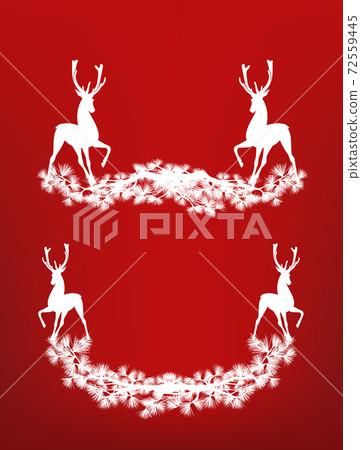 pair of christmas deer and pine tree garland vector silhouette set pair of christmas deer and pine tree garland vector silhouette set 72559445