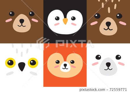 Vector set of flat cartoon doodle wild animal face Vector set of flat cartoon doodle wild animal face 72559771