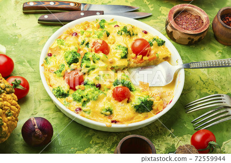 Vegetable casserole or broccoli omelet Vegetable casserole or broccoli omelet 72559944