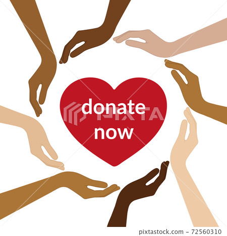 donate helpfulness concept with human hands in different skin colors 72560310