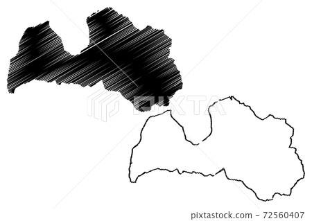 Latvia map vector illustration, scribble sketch Latv Latvia map vector illustration, scribble sketch Latv 72560407