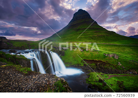 Kirkjufell mountain and waterfall Kirkjufell mountain and waterfall 72560939