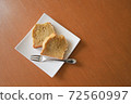 Handmade banana cake, plate and fork 72560997