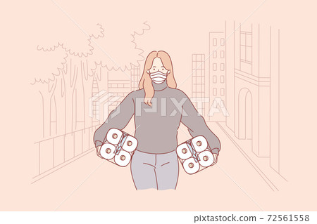 Panic, toilet paper buyup, covid19, infection, 2019ncov, coronavirus concept. 72561558