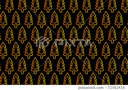 Coniferous tree - vector pattern, Golden tree on a black background Coniferous tree - vector pattern, Golden tree on a black background 72562416