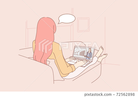 Communication, online, freelance, video conference business concept. 72562898