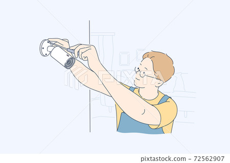 Installation, security, service, camera concept Installation, security, service, camera concept 72562907