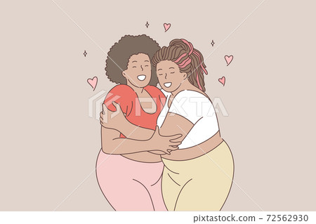 Body positive, hugging, love, lgbt, friendship concept 72562930