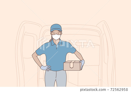 Delivery, quarantine, covid19, coronavirus, infection concept. Delivery, quarantine, covid19, coronavirus, infection concept. 72562958