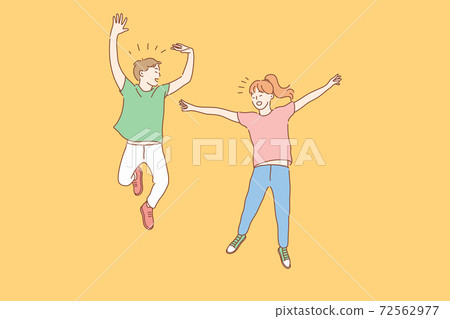 Jumping kids, success, friendship, childhood concept Jumping kids, success, friendship, childhood concept 72562977