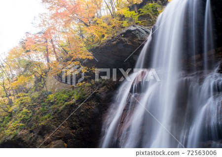 松川谷雷瀑布的秋葉 72563006