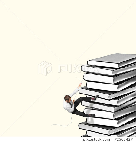 Modern design. Contemporary art. Creative conceptual and colorful collage. Office worker life concept. 72563427