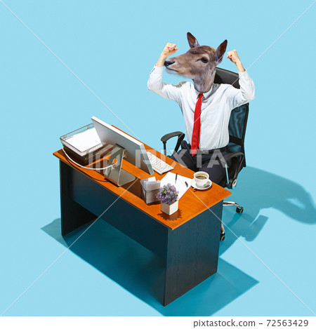 Modern design. Contemporary art. Creative conceptual and colorful collage. Office worker life concept. Modern design. Contemporary art. Creative conceptual and colorful collage. Office worker life concept. 72563429