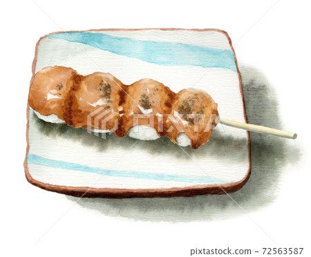 模擬水彩串餃子Mitarashi日本甜點 模擬水彩串餃子Mitarashi日本甜點 72563587