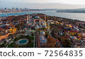Turkey's largest city at dawn. Aerial view of Hagia Sophia mosque and view of Istanbul 72564835
