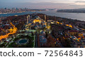 Turkey's largest city at dawn. Aerial view of Hagia Sophia mosque and view of Istanbul 72564843