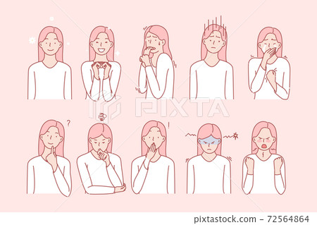 Girls emotions or facial expressions set 72564864