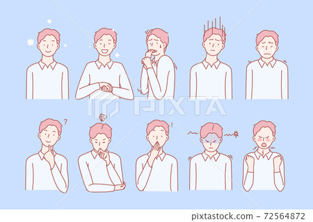 Boys emotions and facial expresions set 72564872