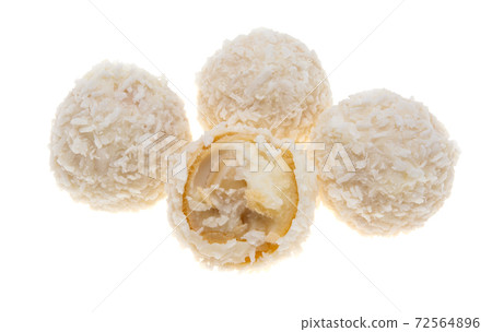 truffle in coconut flakes isolated truffle in coconut flakes isolated 72564896