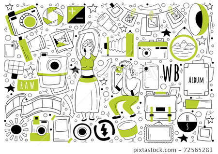 Photography doodle set Photography doodle set 72565281