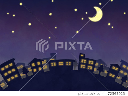 Night view image of crescent moon and stars Night view image of crescent moon and stars 72565923