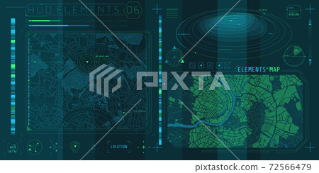 A set of HUD maps elements for a futuristic interface. A set of HUD maps elements for a futuristic interface. 72566479