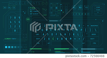 A set of HUD keyboards elements for a futuristic interface. 72566488