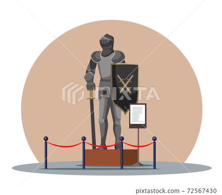 Medieval guard statue in knight armor at museum 72567430