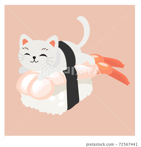 cute kitty cat in sushi,Sweet Shrimp sushi. cute kitty cat in sushi,Sweet Shrimp sushi. 72567441