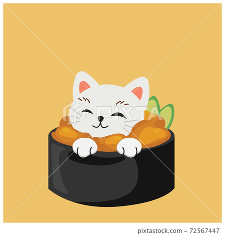 cute kitty cat in sushi,sea urchin roe,Japanese sushi. cute kitty cat in sushi,sea urchin roe,Japanese sushi. 72567447