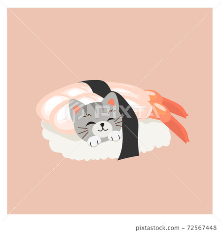 cute kitty cat in sushi,Sweet Shrimp sushi. cute kitty cat in sushi,Sweet Shrimp sushi. 72567448