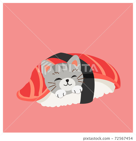 cute kitty cat in Tuna sushi, cute kitty cat in Tuna sushi, 72567454