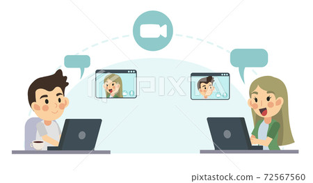 Vector flat cartoon illustration of Video call... - Stock Illustration  [72567560] - PIXTA