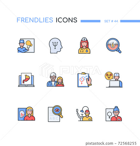 Medical professions - modern line design style icons set Medical professions - modern line design style icons set 72568255