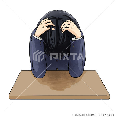 男學生抱著沮喪的頭 72568343