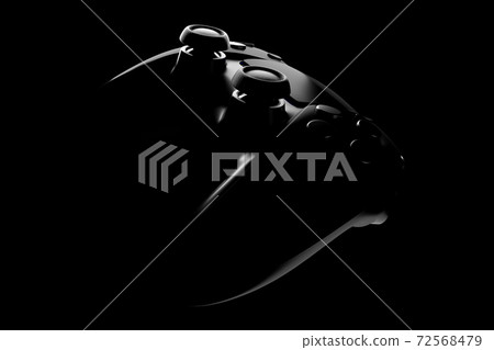 Realistic video game controller in noir lights on black table background Realistic video game controller in noir lights on black table background 72568479