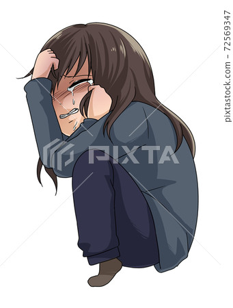 女孩被迫坐下來哭泣 女孩被迫坐下來哭泣 72569347