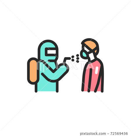 Human disinfection color line icon. Isolated vector element. Human disinfection color line icon. Isolated vector element. 72569436