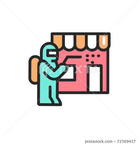 Store disinfection color line icon. Isolated vector element. Store disinfection color line icon. Isolated vector element. 72569437