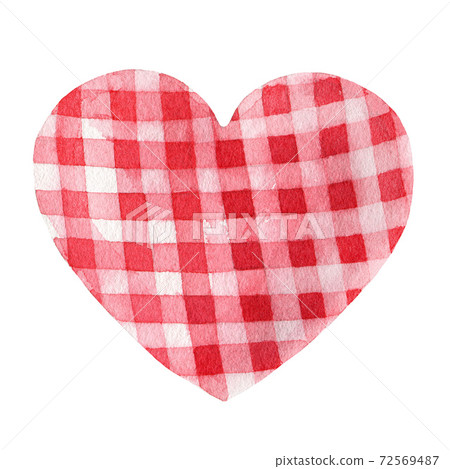 Vintage style tartan heart image. Romantic heart red and white image for Valentine day and weddings on white background. Hand drawn retro textile decorative element watercolor illustration. Vintage style tartan heart image. Romantic heart red and white image for Valentine day and weddings on white background. Hand drawn retro textile decorative element watercolor illustration. 72569487