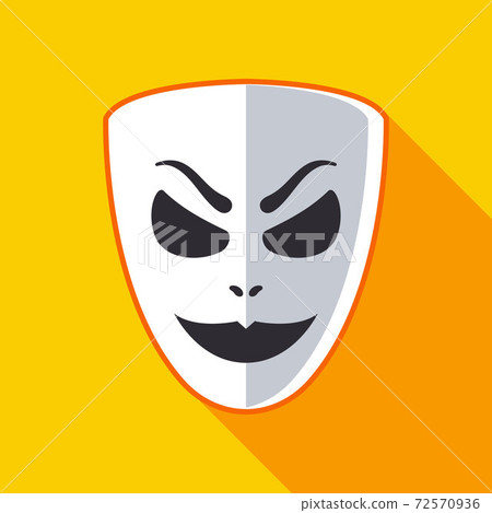 evil mask with a smile on a yellow background. evil mask with a smile on a yellow background. 72570936