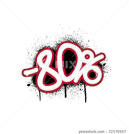 Graffiti lettering discount -80 percent. Vector template on white background Graffiti lettering discount -80 percent. Vector template on white background 72570937