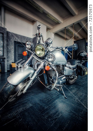 Large silver motorcycle cruiser Large silver motorcycle cruiser 72570973