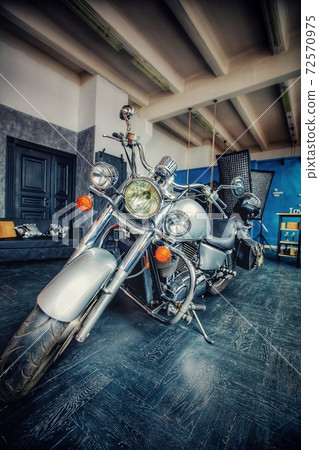 Large silver motorcycle cruiser Large silver motorcycle cruiser 72570975