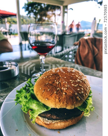 Big burger on the table Big burger on the table 72570985